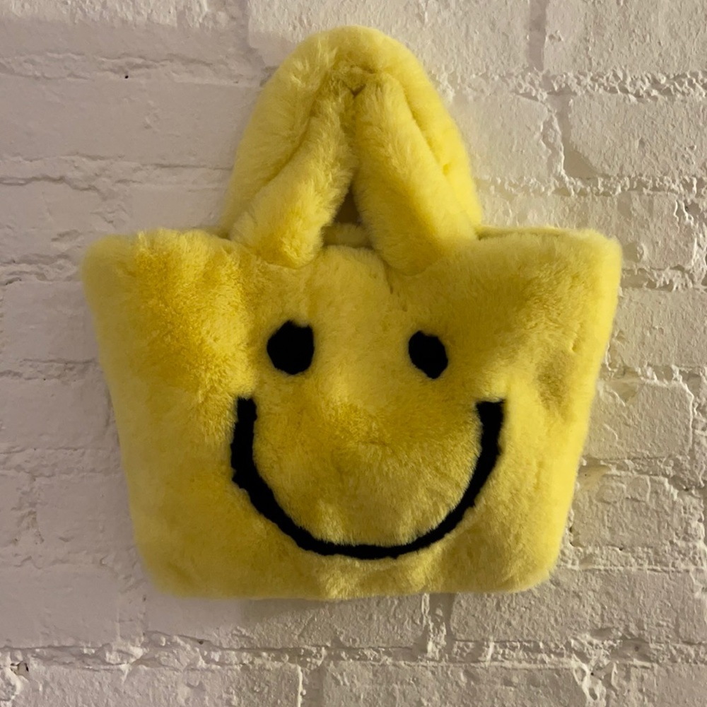 Furry smiley face tote!